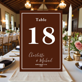 Numeração De Mesa Casamento Minimalista Escrito Clássico Marrom