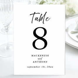 Numeração De Mesa Casamento Minimalista Letra Manual Preta