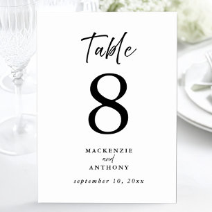 Numeração De Mesa Casamento Minimalista Letra Manual Preta