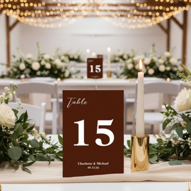 Numeração De Mesa Casamento Minimalista Marrom Clássico (Criador carregado)