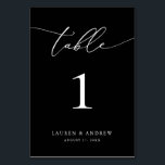 Numeração De Mesa Casamento Minimalista Negro e Branco | Personaliza<br><div class="desc">(**NOTA: Para solicitar,  basta ajustar o número da tabela (e o nome/data) e adicionar cada número ao carrinho separadamente. Em seguida,  faça check-out assim que terminar.) Belo,  elegante,  moderno e minimalista,  cartão de número de mesa. Totalmente personalizável com seus nomes (ou Nome do Evento) e Data.</div>