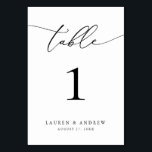 Numeração De Mesa Casamento Minimalista Negro e Branco | Personaliza<br><div class="desc">(**NOTA: Para solicitar,  basta ajustar o número da tabela (e o nome/data) e adicionar cada número ao carrinho separadamente. Em seguida,  faça check-out assim que terminar.) Belo,  elegante,  moderno e minimalista,  cartão de número de mesa. Totalmente personalizável com seus nomes (ou Nome do Evento) e Data.</div>