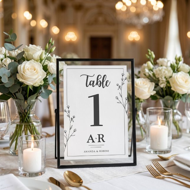 Numeração De Mesa Casamento Minimalista Preto e Branco (Criador carregado)