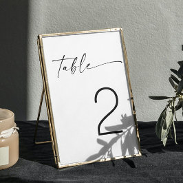 Numeração De Mesa Casamento Minimalista Preto e Branco com Letra Mod