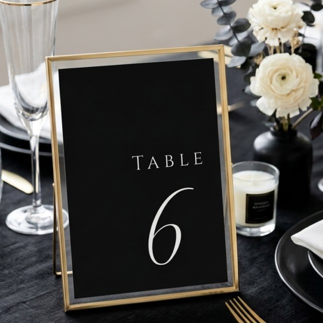 Numeração De Mesa Casamento Minimalista Preto Moderno Elegante (Criador carregado)