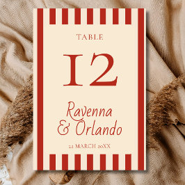Numeração De Mesa Casamento Minimalista Retro com Listras de Marfim