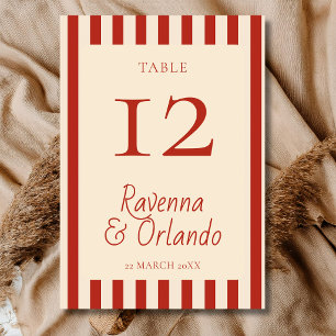 Numeração De Mesa Casamento Minimalista Retro com Listras de Marfim 