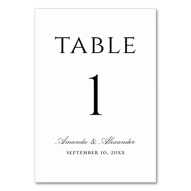 Numeração De Mesa Casamento minimalista simples preto e branco elega (Frente)