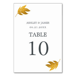 Numeração De Mesa Casamento Mínimo Folha Dourada do Script Chic