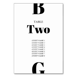 Numeração De Mesa Casamento Mínimo Moderno do Monograma Negro e Bran