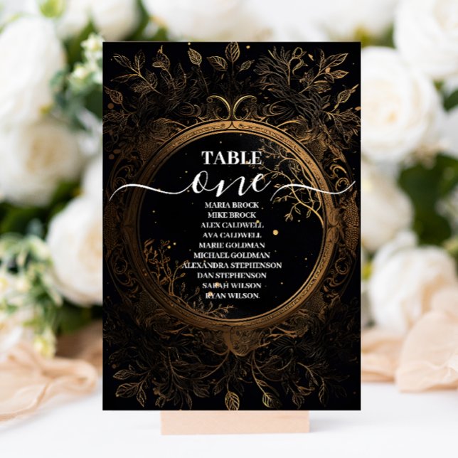 Numeração De Mesa Casamento Místico Celestial Negro e Dourado (Criador carregado)