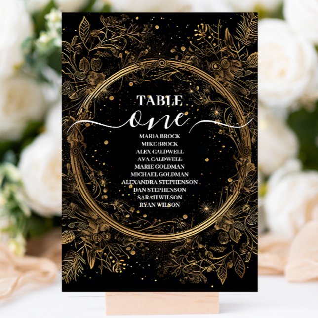 Numeração De Mesa Casamento Místico Celestial Preto e Dourado (Criador carregado)