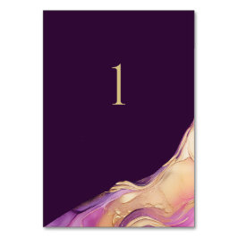 Numeração De Mesa Casamento Moderno Abstrato Roxo e Dourado Elegante