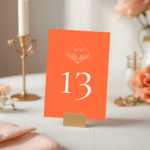 Casamento Moderno Boho Monograma Coral Rosa Laranj