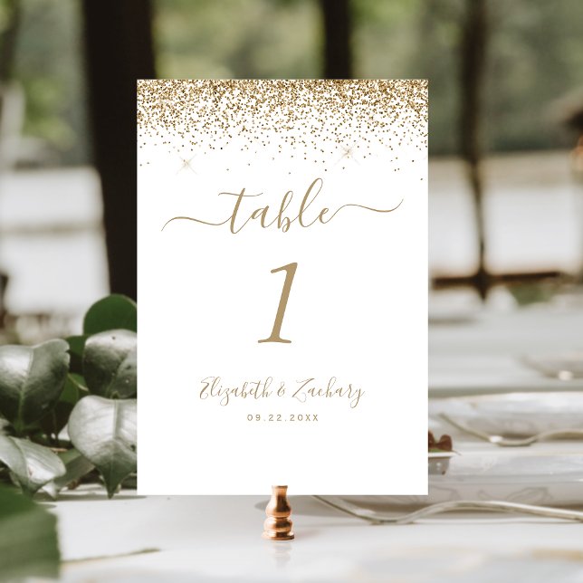 Numeração De Mesa Casamento Moderno com Borda de Brilho em Ouro Bran (Criador carregado)