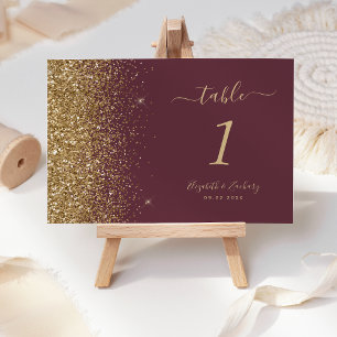 Numeração De Mesa Casamento Moderno com Borda de Glitter Dourado em 