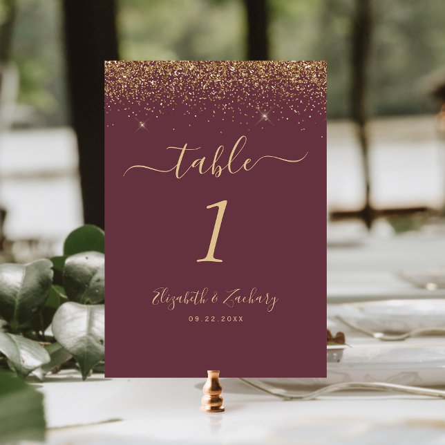 Numeração De Mesa Casamento Moderno com Borda de Glitter Dourado em  (Criador carregado)
