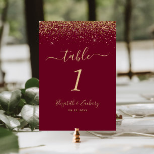 Numeração De Mesa Casamento Moderno com Borda de Glitter em Vermelho