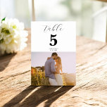 Numeração De Mesa Casamento Moderno com Caligrafia Fotográfica<br><div class="desc">Foto</div>
