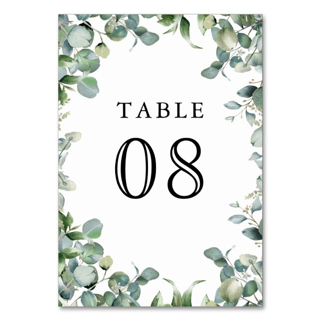 Numeração De Mesa Casamento Moderno com Folhagem de Eucalipto (Frente)