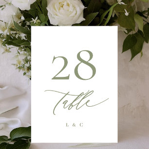 Numeração De Mesa Casamento Moderno da Caligrafia Verde Sage Moss