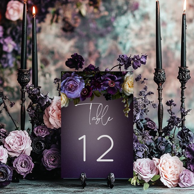 Numeração De Mesa Casamento Moderno da Lavanda Roxo-Escura (Criador carregado)