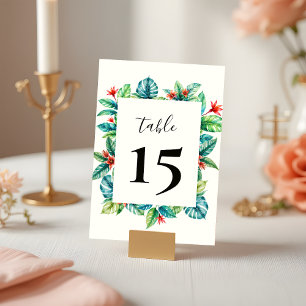 Numeração De Mesa Casamento Moderno da Moldura Tropical Watercolor