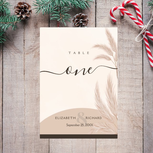 Numeração De Mesa Casamento Moderno de Boho Pampas Grass (Criador carregado)