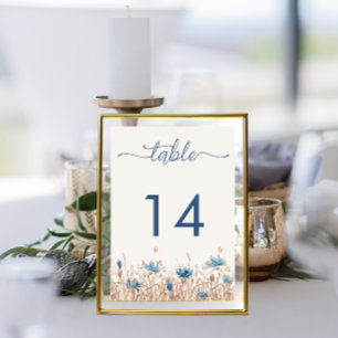 Numeração De Mesa Casamento Moderno de Campo Branco Azul de Cornflor