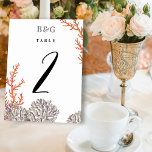 Numeração De Mesa Casamento Moderno de Praia de Coral Watercolor<br><div class="desc">Um design de casamento de coral monograma moderno. Um design de praia com tema que usa corais aquosos para criar um elegante design de casamento de verão. Um charmoso coral e design tropical de praia cinza usando tipografia de escrita clássica. Uma elegante design da mesa de casamento com o tema...</div>
