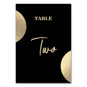 Numeração De Mesa Casamento moderno de preto e Abstrato Dourado cont