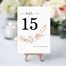 Numeração De Mesa Casamento Moderno de Primavera com Floral Elegante