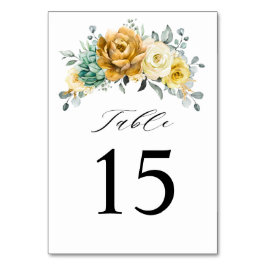 Numeração De Mesa Casamento Moderno de Sage Floral Amarelo de Mostar