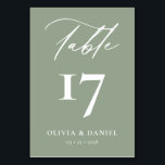 Numeração De Mesa Casamento Moderno de Sage Verde Minimalista<br><div class="desc">Elevem sua decoração de recepção de casamento com nossos Números de Tabelas Modernas de Casamentos Minimalistas, Pretos e Brancos, uma elegante e na moda que combina perfeitamente o design contemporâneo com a elegância do eterno. Cada número de tabela nesta coleção apresenta um esquema de cores preto e branco minimalista, exuando...</div>