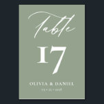 Numeração De Mesa Casamento Moderno de Sage Verde Minimalista<br><div class="desc">Elevem sua decoração de recepção de casamento com nossos Números de Tabelas Modernas de Casamentos Minimalistas, Pretos e Brancos, uma elegante e na moda que combina perfeitamente o design contemporâneo com a elegância do eterno. Cada número de tabela nesta coleção apresenta um esquema de cores preto e branco minimalista, exuando...</div>