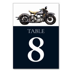 Numeração De Mesa Casamento Moderno do Marinho de Motocicleta Vintag