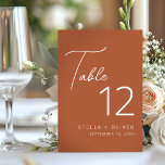 Numeração De Mesa Casamento Moderno Elegante Rústico Terracota Scrip<br><div class="desc">Número de mesa moderno e elegante com terracota rústica,  escrita caligráfica e tipografia moderna. Ótimo para casamentos ou suas próximas ocasiões especiais.</div>
