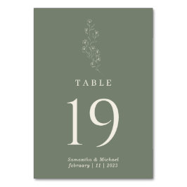 Numeração De Mesa Casamento Moderno Flor Verde Salvia