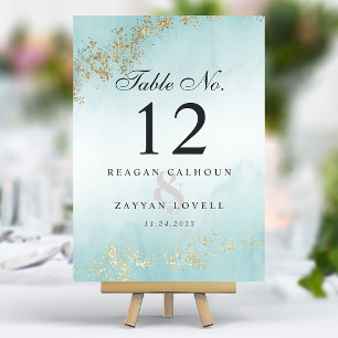 Numeração De Mesa Casamento Moderno Luxuoso com Pontos de Ouro e Név