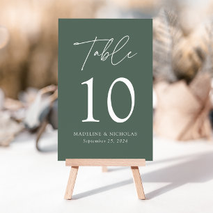Numeração De Mesa Casamento Moderno Minimalista da Sage Escura