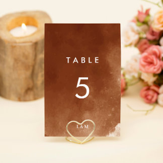 Numeração De Mesa Casamento Moderno Minimalista de Laranja Queimado 