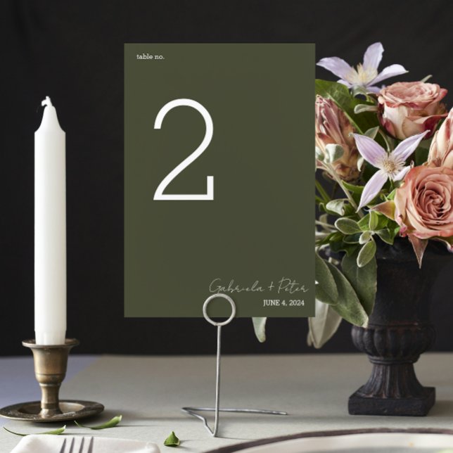 Numeração De Mesa Casamento Moderno Mínimo Oleícola Verde Simples (Criador carregado)