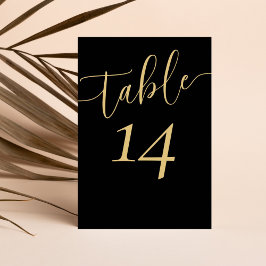 Numeração De Mesa Casamento Moderno Preto e Dourado 