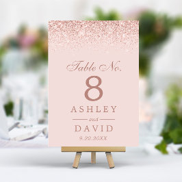Numeração De Mesa Casamento Moderno Rosa Bege Confete Dourado Rosa
