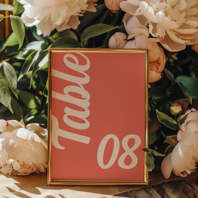 Numeração De Mesa Casamento Moderno Rosa Coral Rótulo Grosso (Criador carregado)