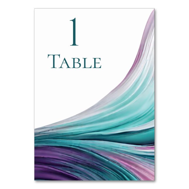 Numeração De Mesa Casamento Moderno - Roxo e Teal- (Frente)
