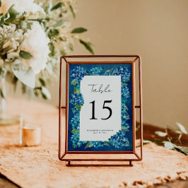 Numeração De Mesa Casamento Moderno Rústico com Hortênsias Azuis Lis