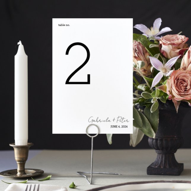 Numeração De Mesa Casamento Moderno Simples e Minimalista Preto e Br (Criador carregado)