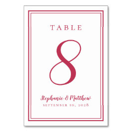 Numeração De Mesa Casamento Moderno Simples Vermelho Magenta Persona