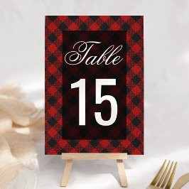Numeração De Mesa Casamento Moderno Xadrez Búfalo Vermelho